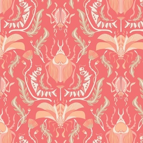 Beetles Damask in Peach Fuzz