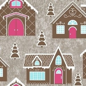 Gingerbread Cottages on Warm Grey
