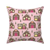 Gingerbread Cottages on Vintage Pink