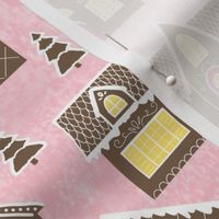 Gingerbread Cottages on Vintage Pink