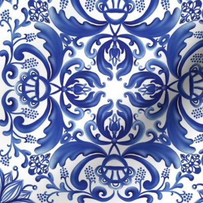 Porcelain style blue and white pattern