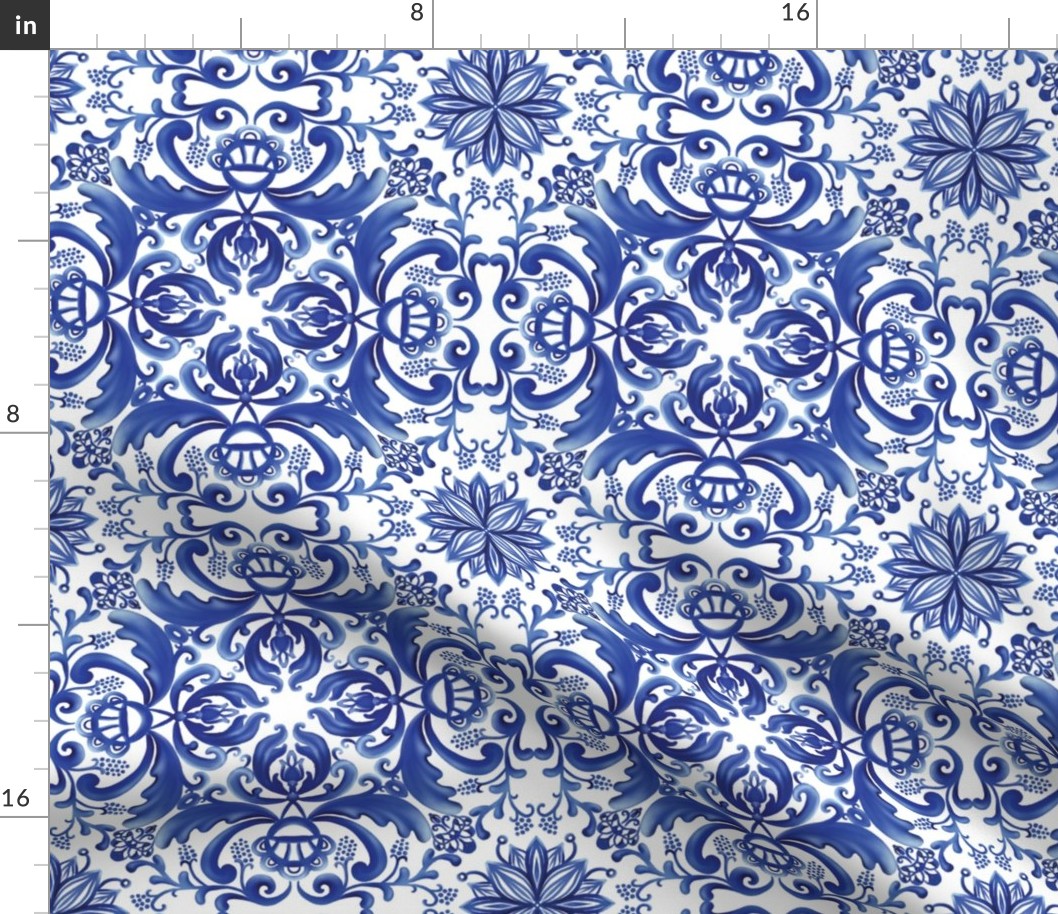 Porcelain style blue and white pattern