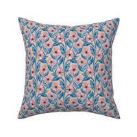 Blush, Blue and Tan Block Print Floral Small