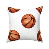 Watercolor Basketball on White 12 inch