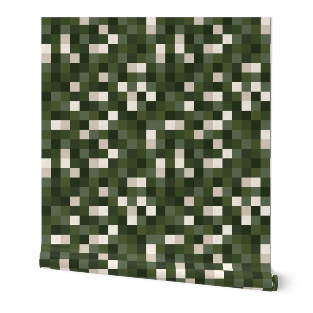 Green Textured Pixel Blocks 12 inch