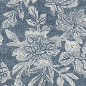 English Garden. Vintage chintz floral_navy blue