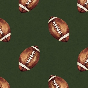 Watercolor All Star Football on Textured Green 12 inch