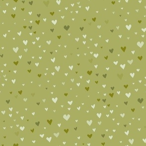 Valentine's Love: Green Heart Sprinkles on Light Green Background