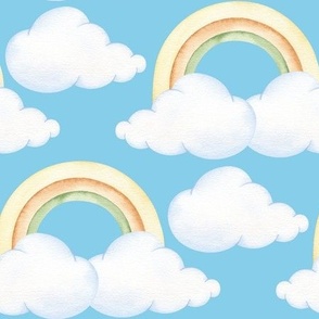 Rainbow Clouds Blue Sky Baby Nursery 