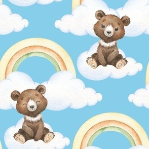 Rainbow Clouds Bears Baby Nursery 
