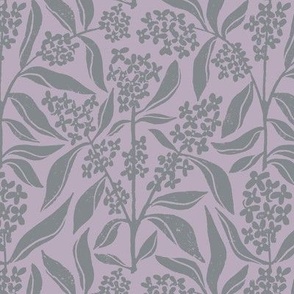 Osmanthus Devilwood  Flower in Purple  | Small Version | Chinoiserie Style Pattern at an Asian Teahouse Garden