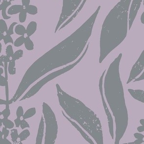 Osmanthus Devilwood  Flower in Purple  | Medium Version | Chinoiserie Style Pattern at an Asian Teahouse Garden