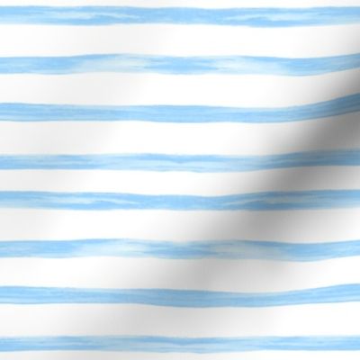 Horizontal Painterly Stripes in Light Blue