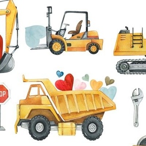 Large / Love on Wheels - Valentine Construction Trucks