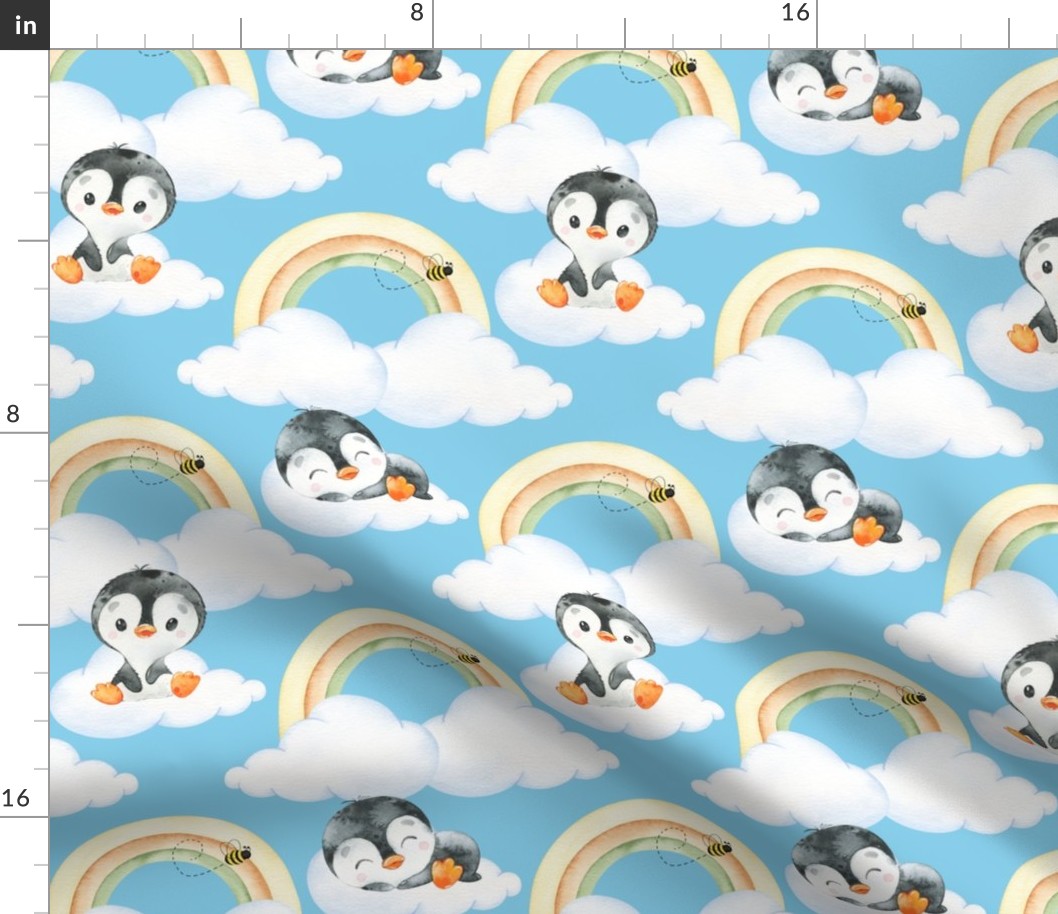 Rainbow Clouds Penguins Bees Baby Nursery 