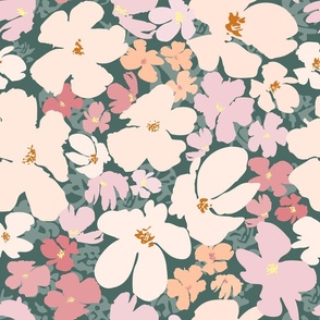 (L) Peach and pink floral field