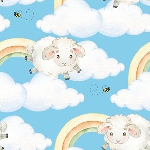 Rainbow Clouds Sheep Bee Baby Nursery