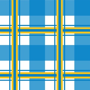 Large Plaid Blue, Yellow, White