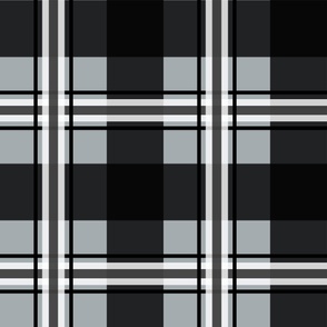 Large Plaid Black, silver gray a5acaf, White