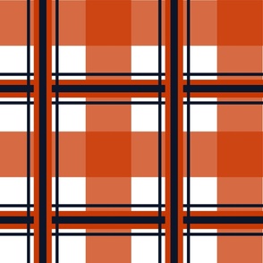 Medium Plaid Navy Blue, Orange, White