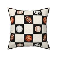 Textured Black and Cream Checkered Sports 12 inch
