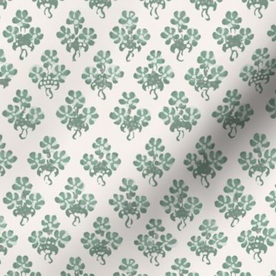 Peppermint Flower Kitchen Green on Ecru 6