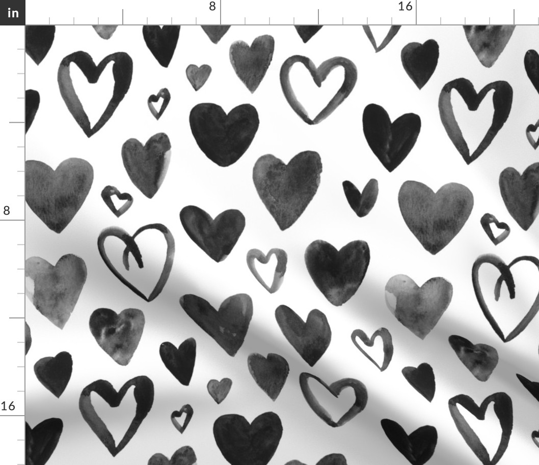 Large / Black and White Hearts