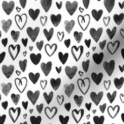 Black and White Hearts - Valentines, Girl Nursery, Minimalist