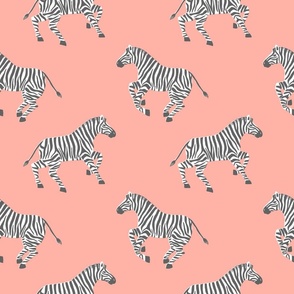 Galloping Zebras - Peach Pearl