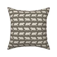 Bears on Linen - Small - Brown Taupe Sepia Animal Rustic Cabincore Boys Masculine Men Outdoors Nursery Baby Bear Cabincore