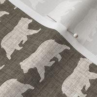 Bears on Linen - Small - Brown Taupe Sepia Animal Rustic Cabincore Boys Masculine Men Outdoors Nursery Baby Bear Cabincore