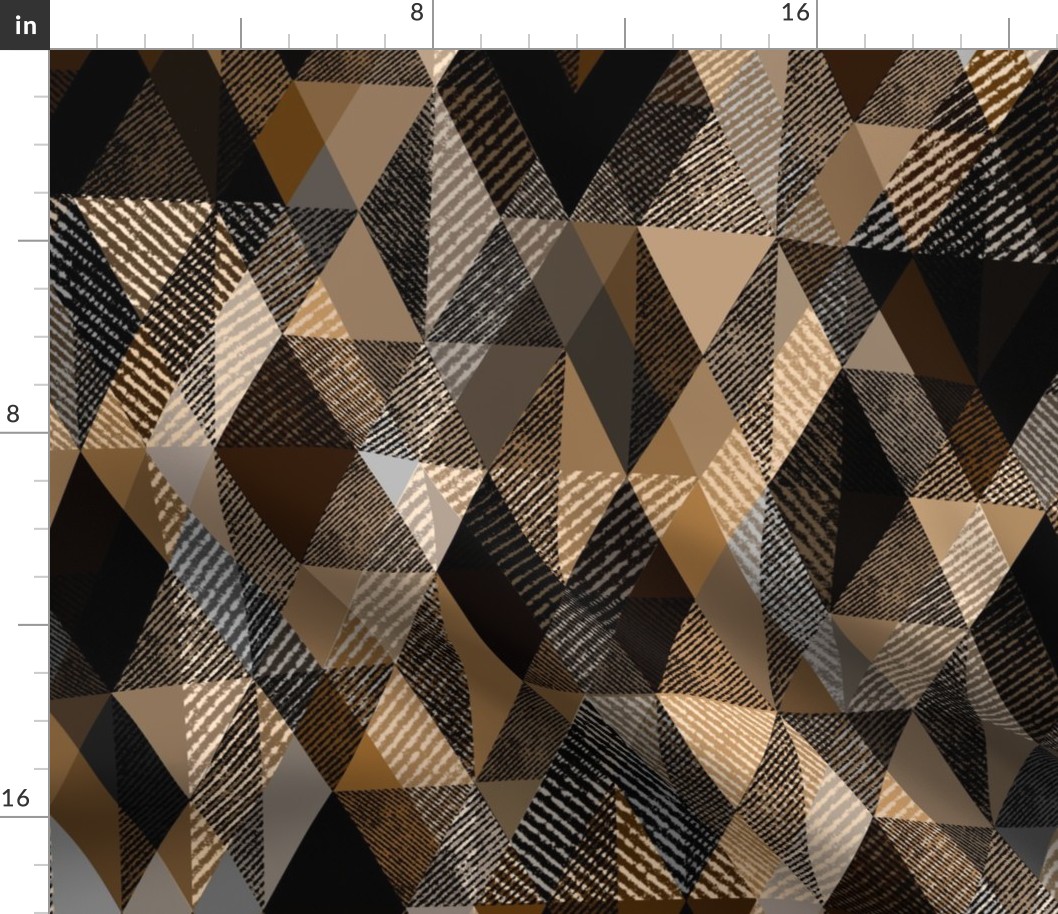 Monochrome brown textured geometric pattern.