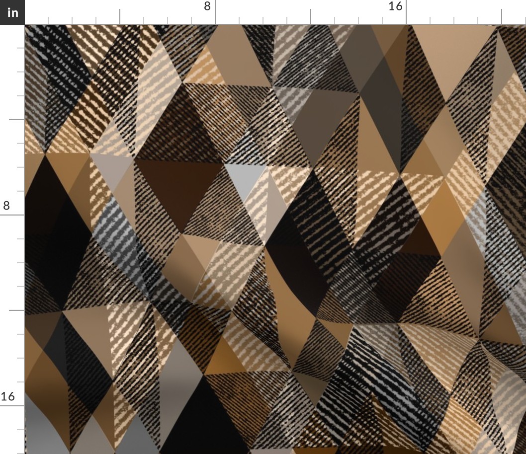 Monochrome brown textured geometric pattern.
