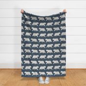 Bears on Linen - Large - Navy Blue Animal Rustic Cabincore Boys Masculine Men Outdoors Nursery Baby Bear Cabincore