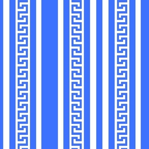Naxos Large Greek Key Stripe Blue and White