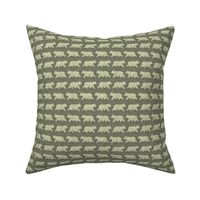 Bears on Linen - Ditsy - Forest Green Animal Rustic Cabincore Boys Masculine Men Outdoors Nursery Baby Bear Cabincore