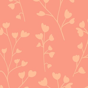 (XL) Whimscial Brunches of leaves in  Peach Fuzz on Pink