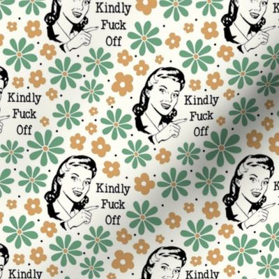 Medium Scale Kindly Fuck Off Sassy Ladies Sarcastic Sweary Floral on Ivory