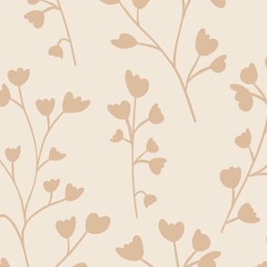 (XL) Whimsical Brunches of leaves in honey peach on light Pristine