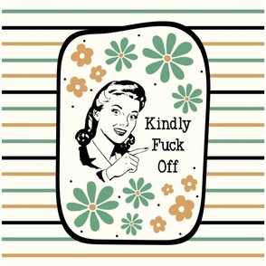 14x18 Panel Kindly Fuck Off Sassy Ladies on Ivory for DIY Garden Flag Small Wall Hanging or Tea Towel