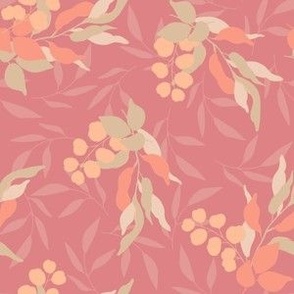 (S) Bunch of Leaves in Peach Fuzz colors on peach blossom