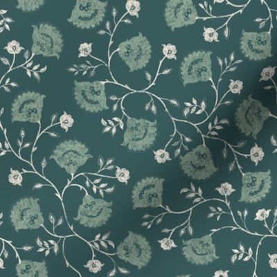 Daffney Floral Deep Sage Green