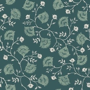 Daffney Floral Deep Sage Green