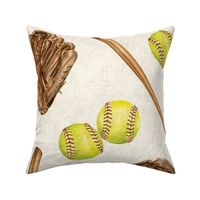 All Star Softball Game on Textured Cream 24 inch