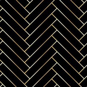 herringbone gold lines on black