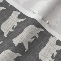 Bears on Linen - Small - Grey Gray Animal Rustic Cabincore Boys Masculine Men Outdoors Nursery Baby Bear Cabincore