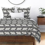 Bears on Linen - Large - Grey Gray Animal Rustic Cabincore Boys Masculine Men Outdoors Nursery Baby Bear Cabincore