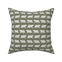 Bears on Linen - Small - Green and Cream Animal Rustic Cabincore Boys Masculine Men Outdoors Nursery Baby Bear Cabincore