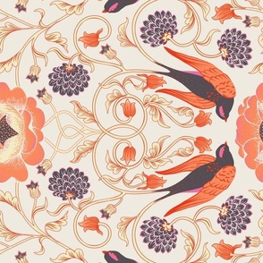 Swooping Swallows in Art Nouveau | Small - 90° rotation