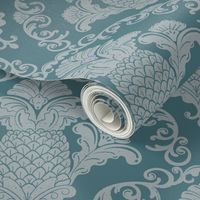 Pineapple Damask - Blue - LG